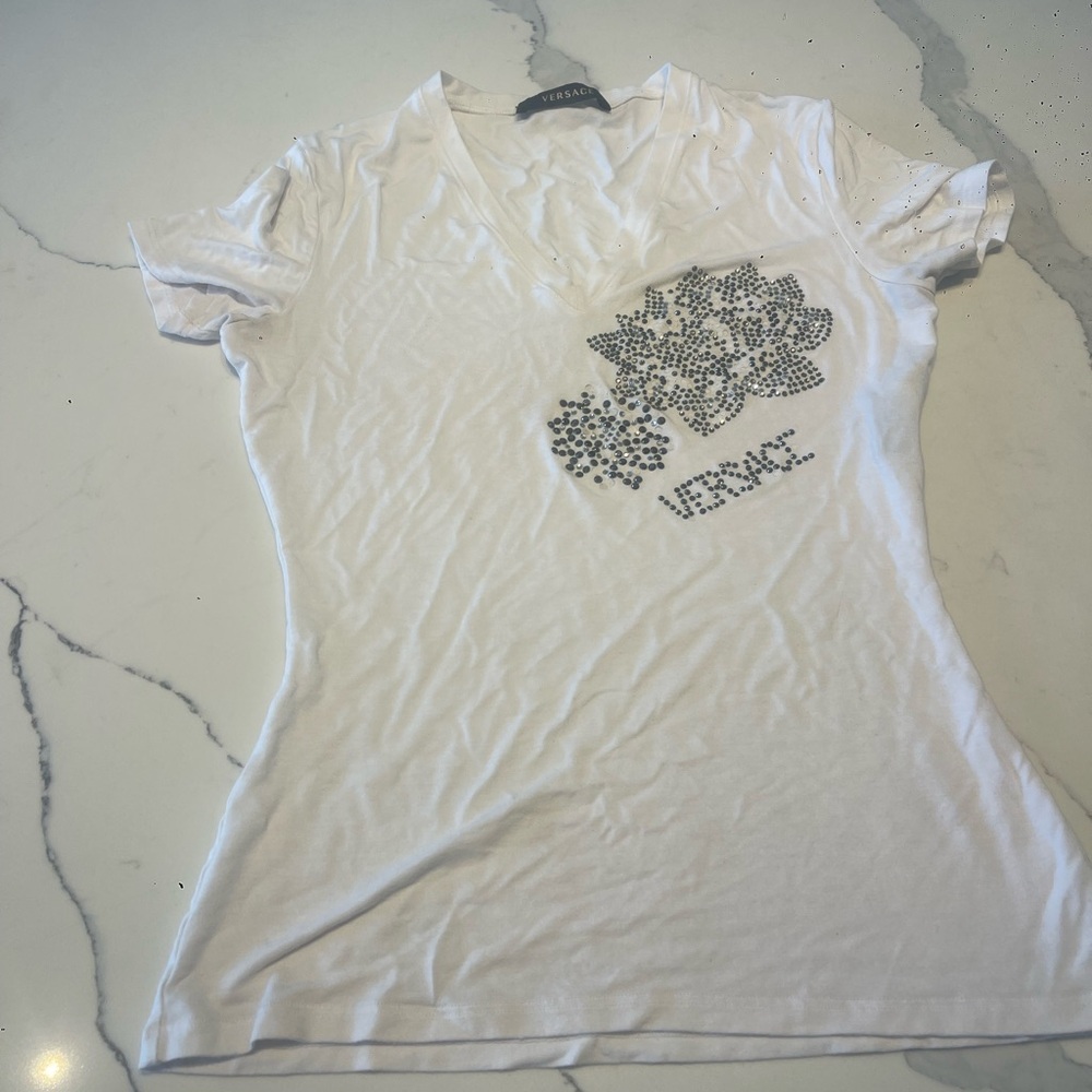 Versace Crystal Logo Tee – Made in Italy